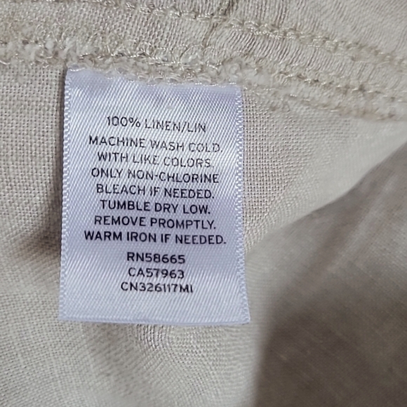 Caslon Linen Cropped Straight Leg Beach Pants in Light Tan Flax Size XS - Picture 9 of 11